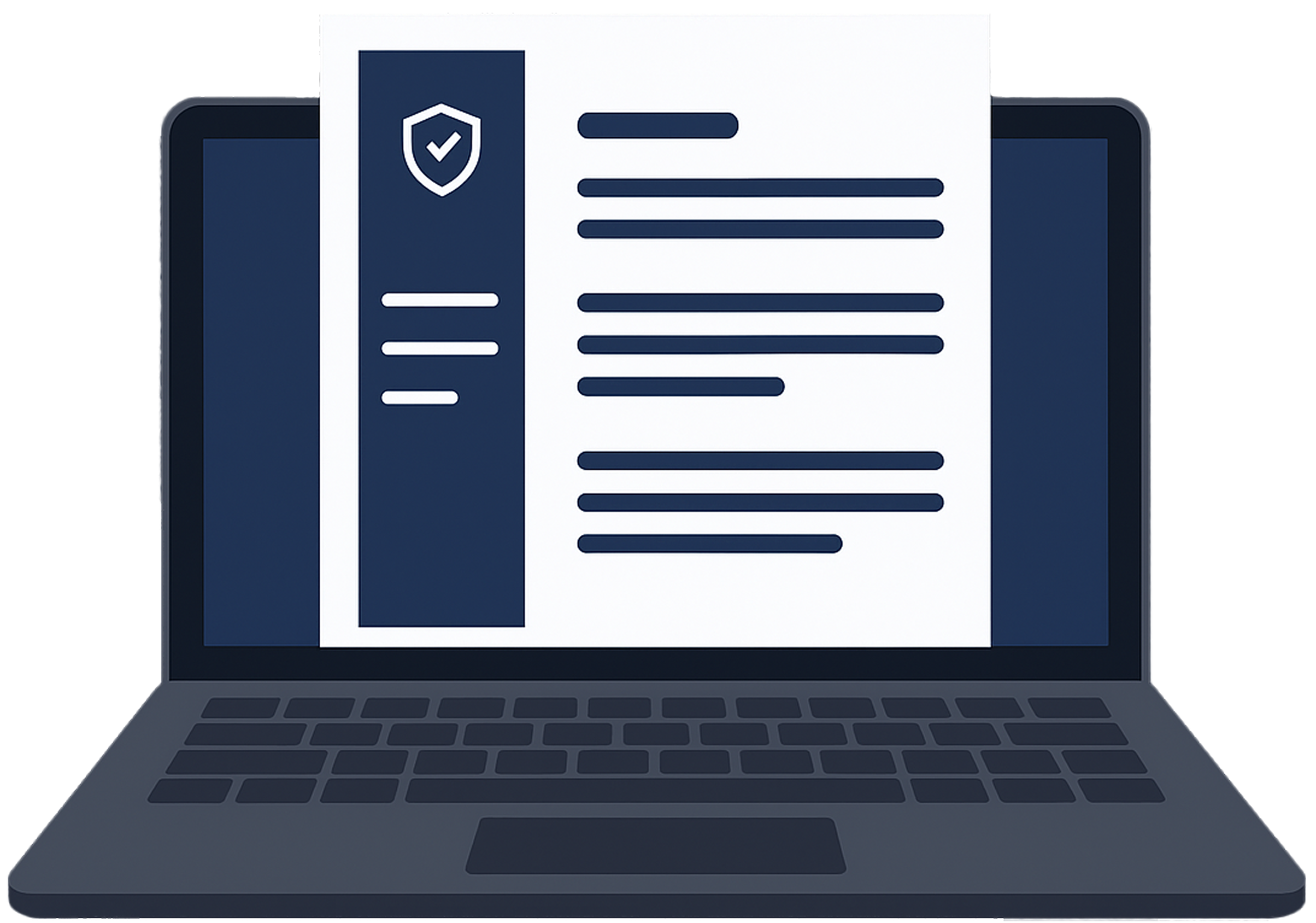 Laptop showing a document check