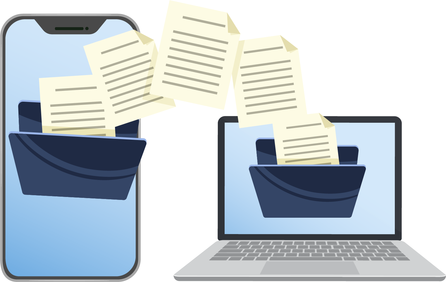 Mobile and Laptop with Documents